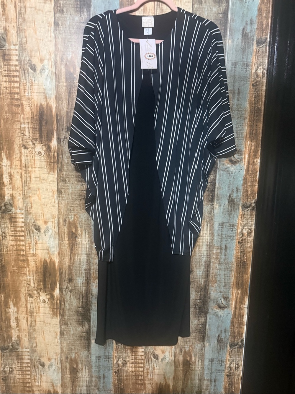 Black and White  Midi Batwing Dress.